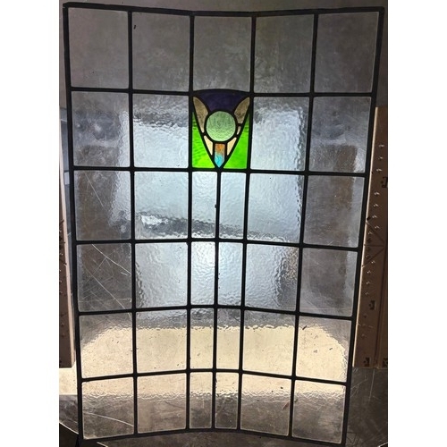 9066 - A pair of large Art Nouveau style leaded stained glass panels 117 x 77cms