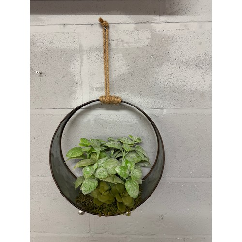 3069 - Faux green succulents in a round iron pot  - H 30cms (66554912)