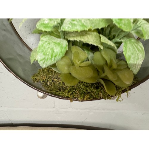 3069 - Faux green succulents in a round iron pot  - H 30cms (66554912)