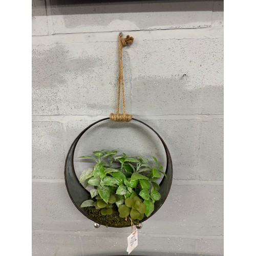 3070 - Faux green succulents in a round iron pot  - H 30cms (66554912)