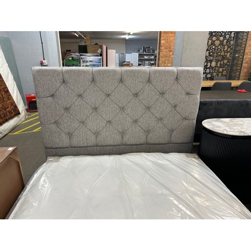 3228 - A light grey buttonhole double bed frame