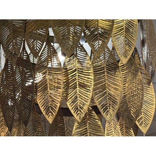 3196 - A gold painted three layer leaf ceiling pendant