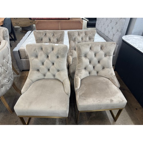 3186 - A set of four Hemmingway taupe velvet dining chairs *This lot is subject to VAT