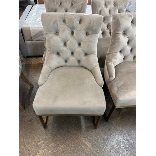 3186 - A set of four Hemmingway taupe velvet dining chairs *This lot is subject to VAT