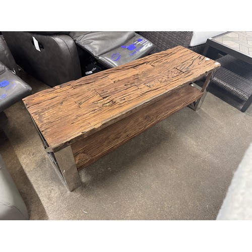 3157 - A hardwood two tier TV unit *This lot is subject to VAT