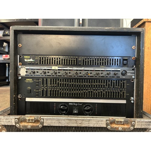 5084 - A flight case fitted with an IMG stage line, a Yamaha 9203 A graphic equalizer, phonic P801 mixer, Y... 