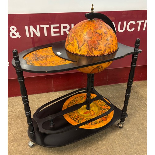 19 - An Italian style terrestrial globe cocktail cabinet/trolley