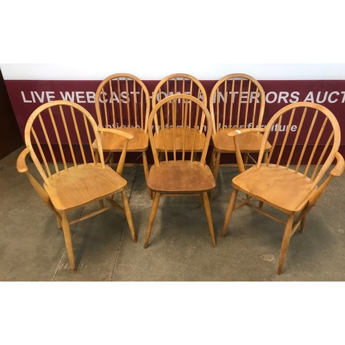 35 - A set of six Ercol Blonde elm and beech Windsor chairs