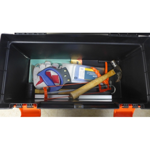 5025 - 5 boxes of various tools including saw, bow saws, safety knife, adjustable wrench, hammer, wire brus... 