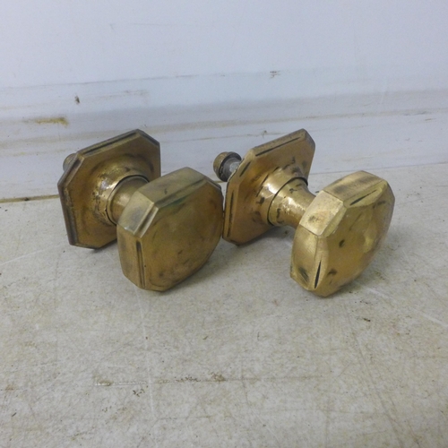 5063 - 2 pairs of brass door handles