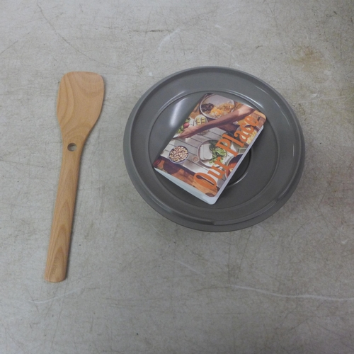 5075 - An Our Place Mini Always pan with lid and wooden spatula in dark taupe