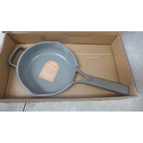 5075 - An Our Place Mini Always pan with lid and wooden spatula in dark taupe