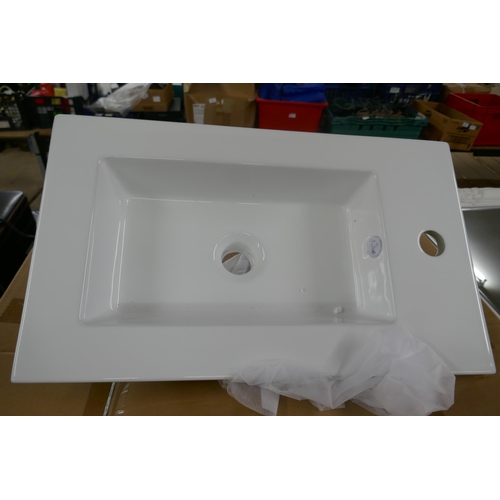 5316 - 5 boxed white ceramic slim-line basins