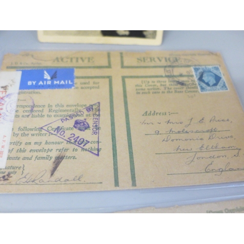 2012 - A collection of WWII Active Service postal history, two WWI needlework postcards and a WWII postcard... 