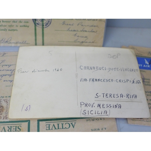 2012 - A collection of WWII Active Service postal history, two WWI needlework postcards and a WWII postcard... 