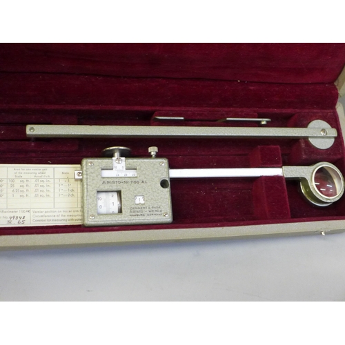 2015 - A 1960s Aristo Planimeter, cased, and an architects measuring tool by A.G. Thornton Ltd