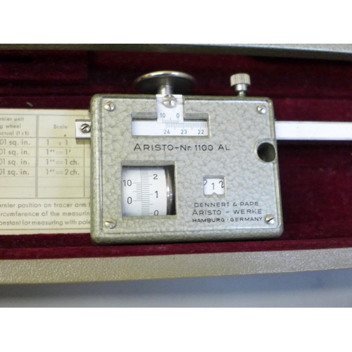 2015 - A 1960s Aristo Planimeter, cased, and an architects measuring tool by A.G. Thornton Ltd