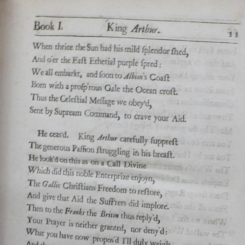 2025 - One volume; 'King Arthur. An Heroick Poem. In Twelve Books, by Richard Blackmore MD', printed in 169... 