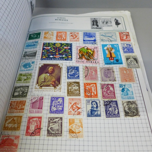 2056 - A collection of stamp albums containing worldwide stamps, commemorative crowns and a Days Gone model... 