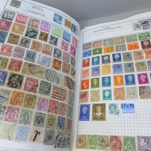 2056 - A collection of stamp albums containing worldwide stamps, commemorative crowns and a Days Gone model... 