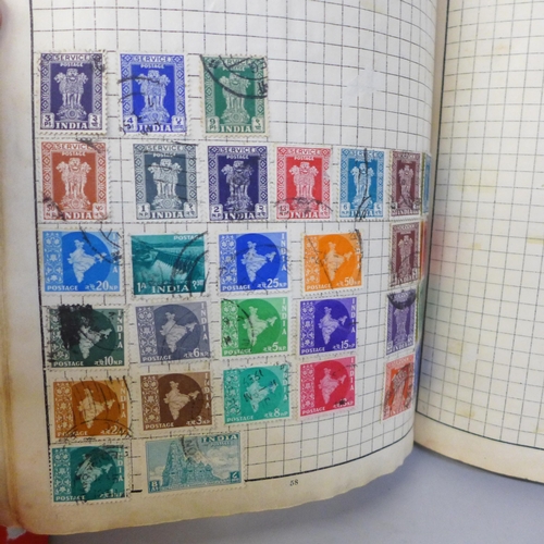 2056 - A collection of stamp albums containing worldwide stamps, commemorative crowns and a Days Gone model... 