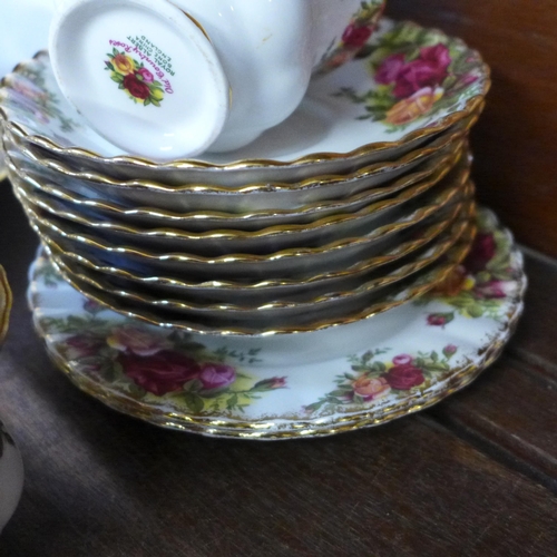 2066 - A collection of Royal Albert Old Country Roses tableware including tea plates, cups, saucers, bread ... 