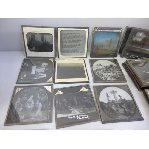 2087 - A box of glass lantern slides, various subjects including scenes from the Holy Bible 'Life of Jesus'... 