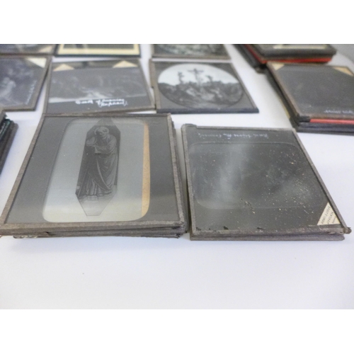 2087 - A box of glass lantern slides, various subjects including scenes from the Holy Bible 'Life of Jesus'... 