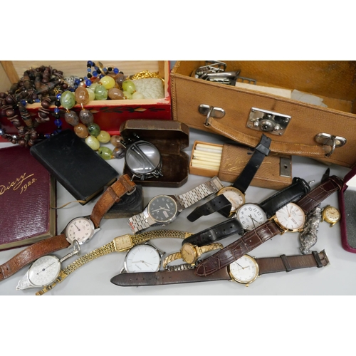 2090 - A collection of costume jewellery, wristwatches, etc., including Oris and Rotary