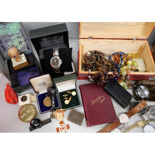 2090 - A collection of costume jewellery, wristwatches, etc., including Oris and Rotary