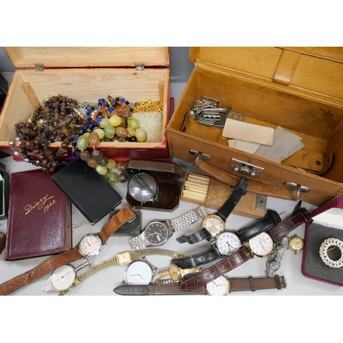 2090 - A collection of costume jewellery, wristwatches, etc., including Oris and Rotary