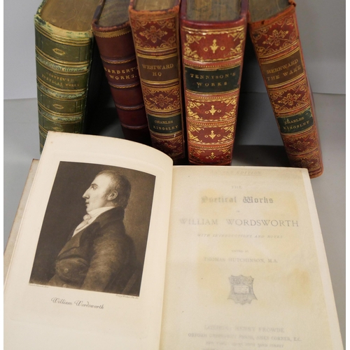 2143 - Six Victorian bindings including 'Cowper's Poetical Works', 1855, Kingsley, Tennyson, Wordsworth, et... 