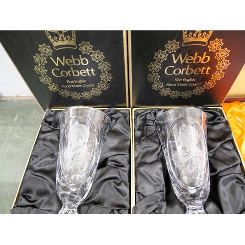 2148 - A collection of Webb Corbett and Royal Doulton commemorative crystal goblets, boxed