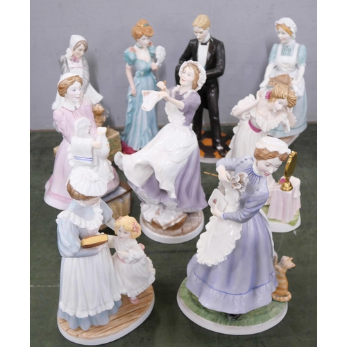 2151 - A collection of nine Royal Doulton Upstairs Downstairs figures including Scullery Maid and The Lady ... 