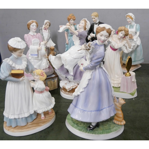 2151 - A collection of nine Royal Doulton Upstairs Downstairs figures including Scullery Maid and The Lady ... 