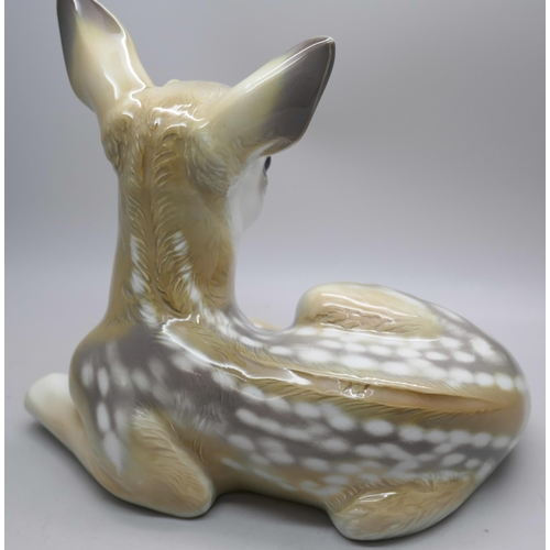 2201 - An early 20th Century Allach porcelain fawn figure, designed by Theodor Karner