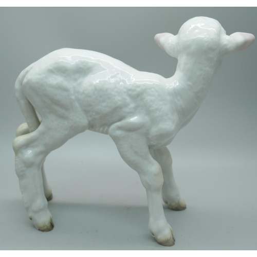 2202 - An early 20th Century Allach porcelain lamb figure, designed by Theodor Karner