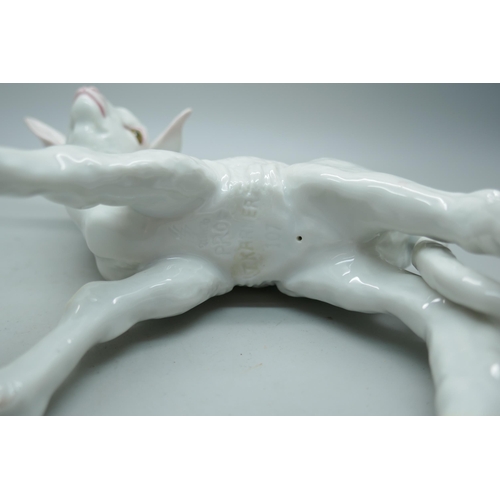 2202 - An early 20th Century Allach porcelain lamb figure, designed by Theodor Karner