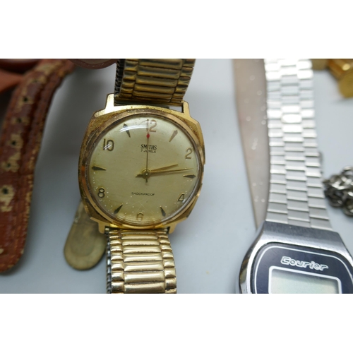 2208 - A collection of wristwatches including Casio G-Shock, Lorus, Smiths, Pulsar, Timex, etc., together w... 