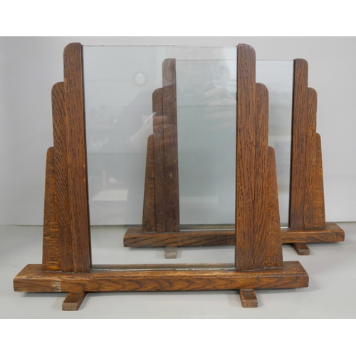 2221 - Two Art Deco oak and glass photograph frames