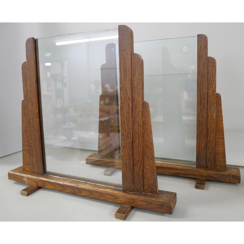 2221 - Two Art Deco oak and glass photograph frames