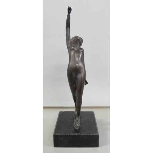 2227 - A 20th century Art Deco style bronze nude on a marble plinth, after Noke, 28cm