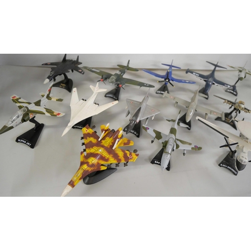 2235 - A collection of Corgi and other die-cast military aircraft with presentation stands, some a/f