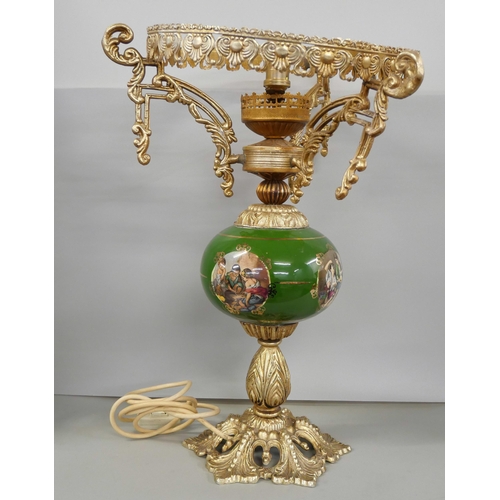 2241 - A collection of glassware and a Viennese table lamp, lacking shade **PLEASE NOTE THIS LOT IS NOT ELI... 