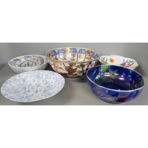 2262 - Five fruit bowls, Burleigh, W.R. Midwinter Queen's bone china and Royal Doulton, a Poole cup and sau... 