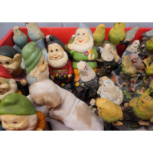 2266 - A large collection of figures, mostly budgerigars and a set of dwarfs/gnomes **PLEASE NOTE THIS LOT ... 