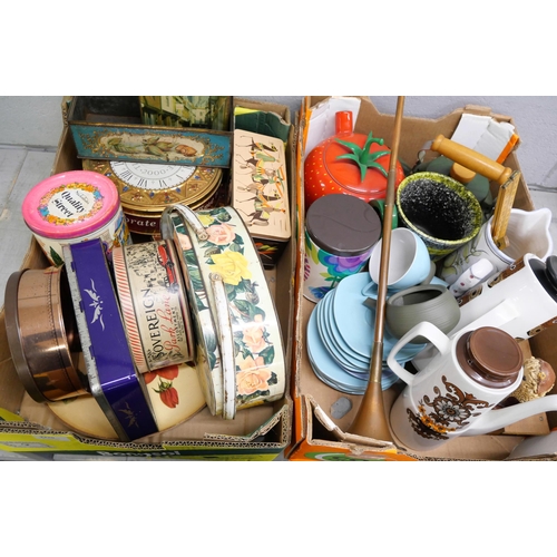 2270 - Two boxes of vintage tins **PLEASE NOTE THIS LOT IS NOT ELIGIBLE FOR IN-HOUSE POSTING AND PACKING**