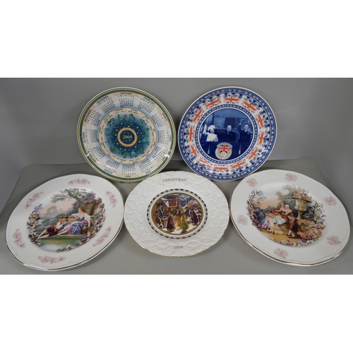 2278 - A large collection of plates, including Wedgwood, some Christmas themed, serving set, forks and spoo... 