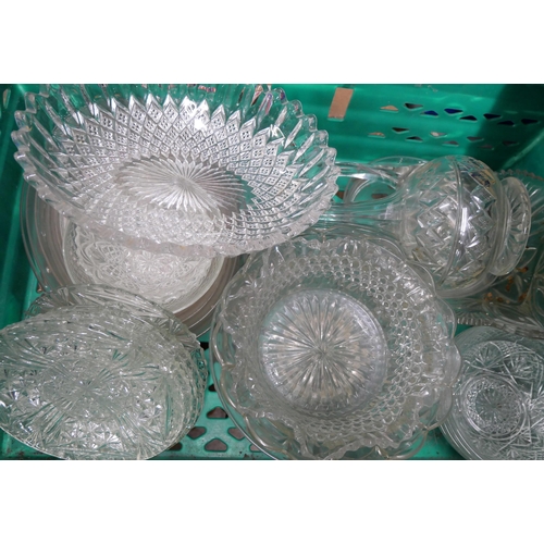 2279 - Five boxes of mixed Victorian and later pressed glass **PLEASE NOTE THIS LOT IS NOT ELIGIBLE FOR IN-... 