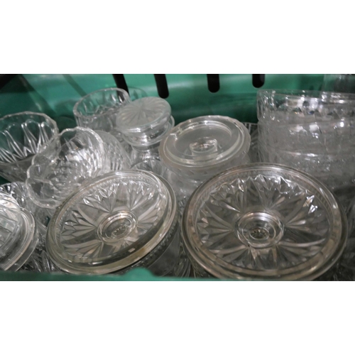 2279 - Five boxes of mixed Victorian and later pressed glass **PLEASE NOTE THIS LOT IS NOT ELIGIBLE FOR IN-... 